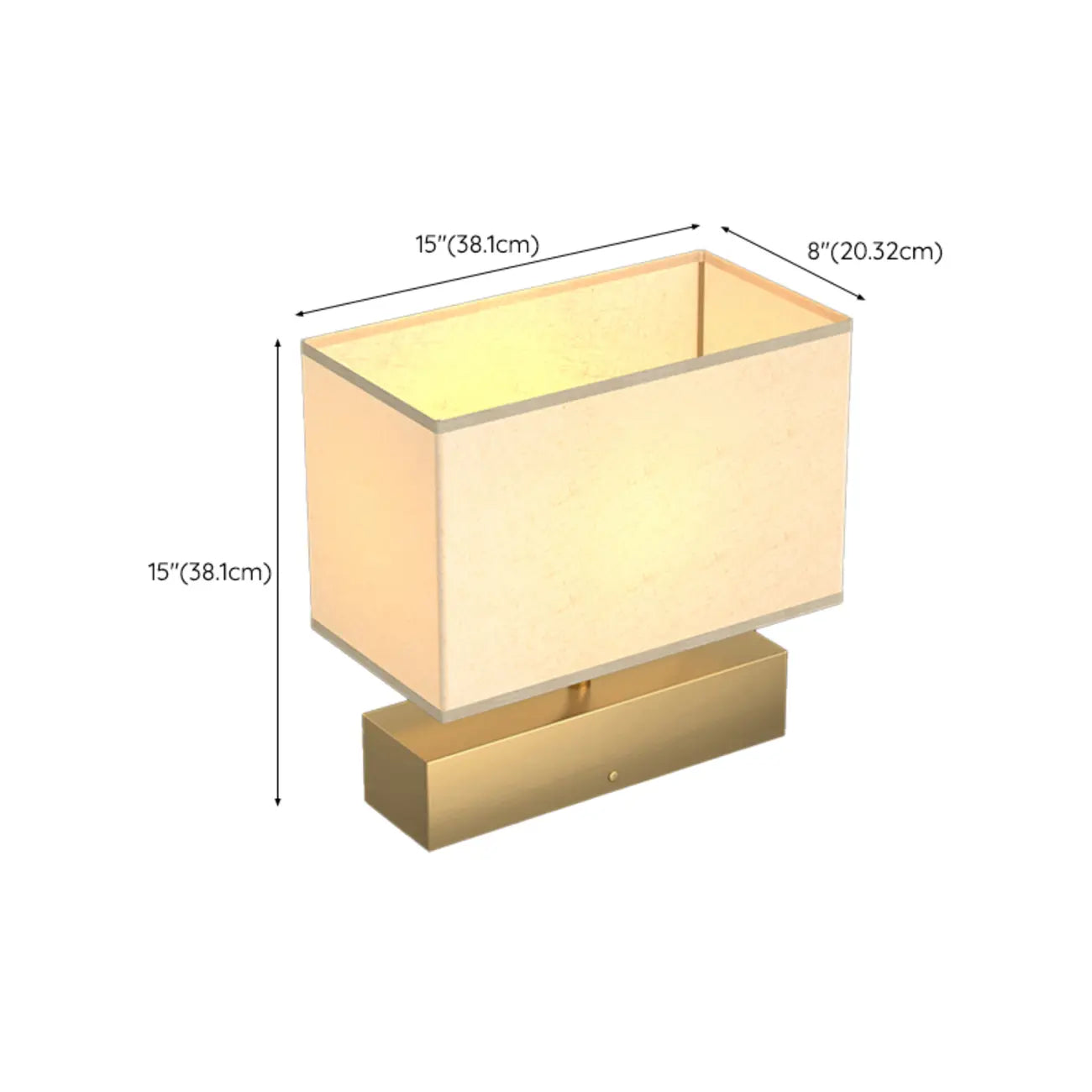 Lampe de table rectangulaire moderne en métal doré pour chambre à coucher