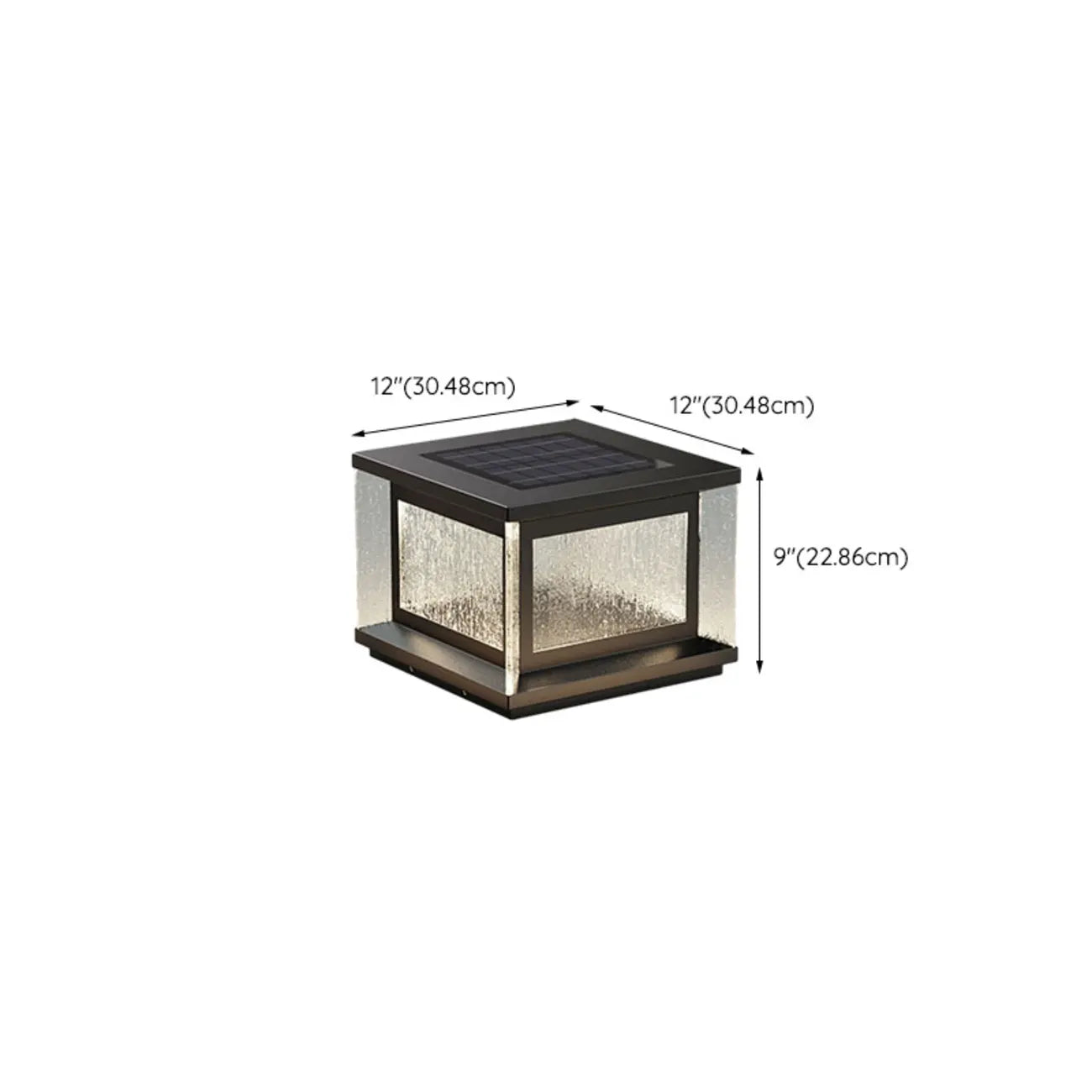 Lampadaires solaires rectangulaires en métal noir pour extérieur