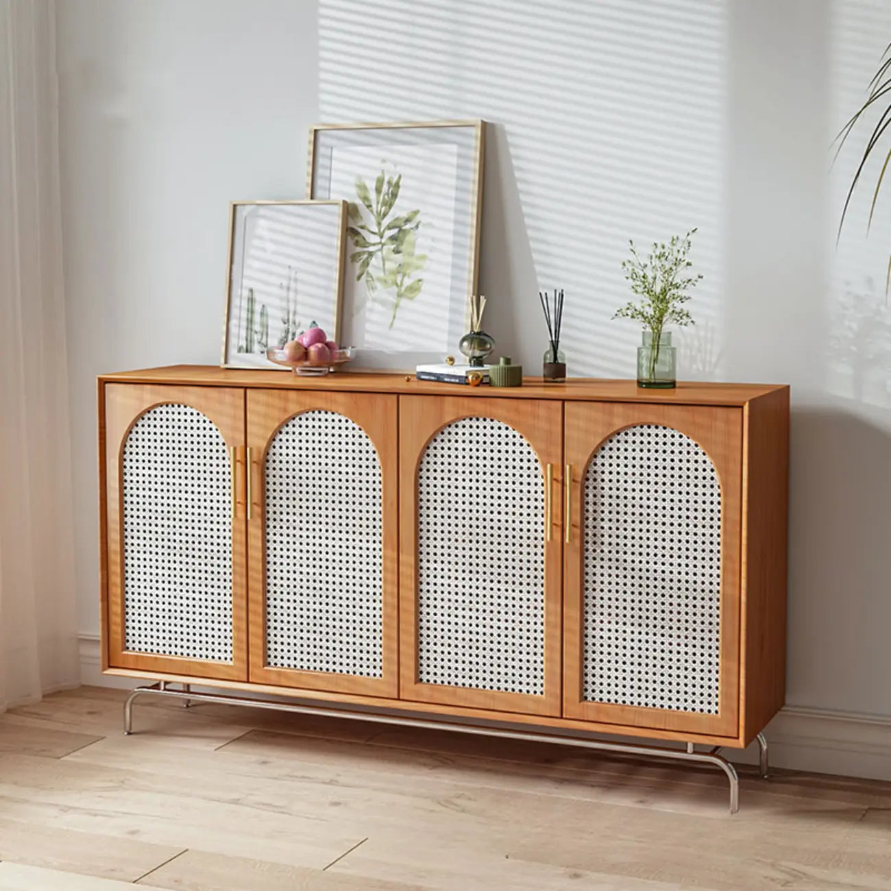 Meuble d'appoint rectangulaire en bois de pin tropical