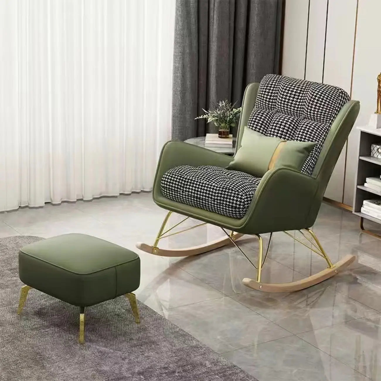 Fauteuil à bascule moderne rembourré avec repose-pieds en option