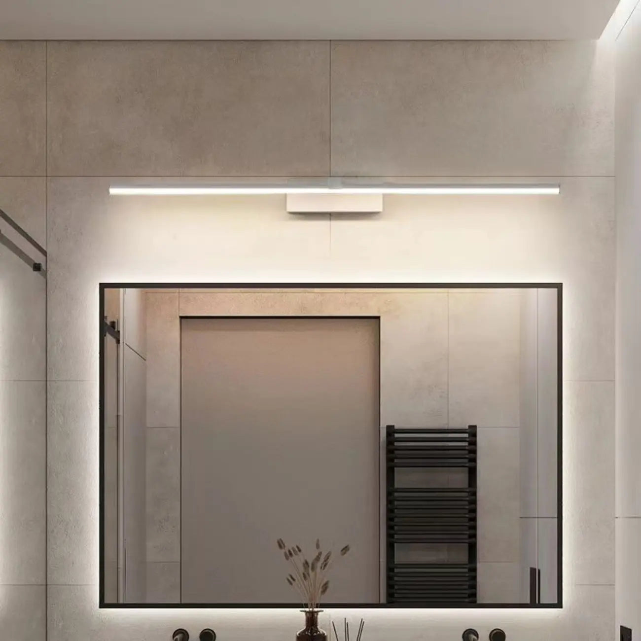 Applique murale de salle de bain linéaire moderne avec variateur