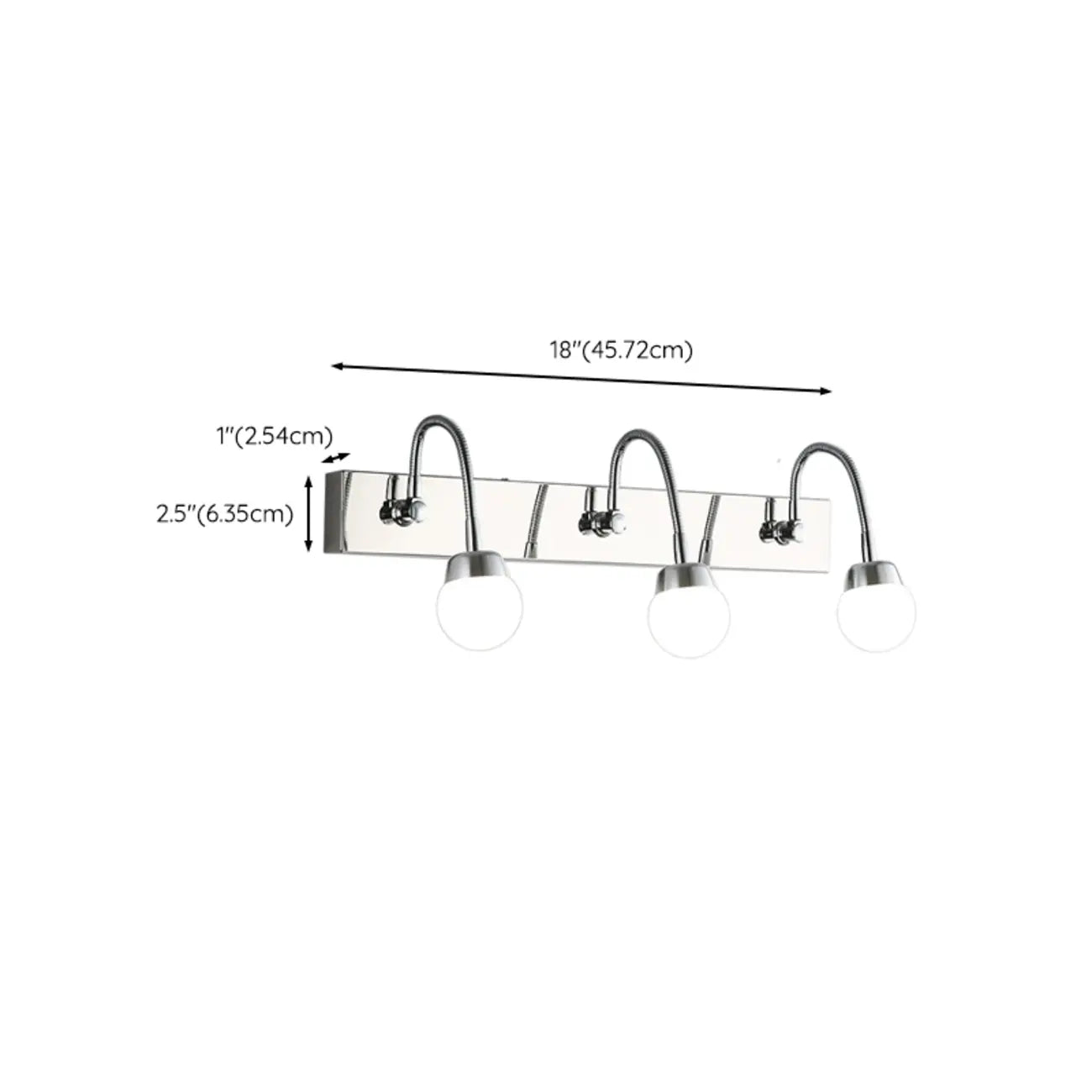 Applique murale moderne argentée à 3 lumières LED dimmables pour salle de bain