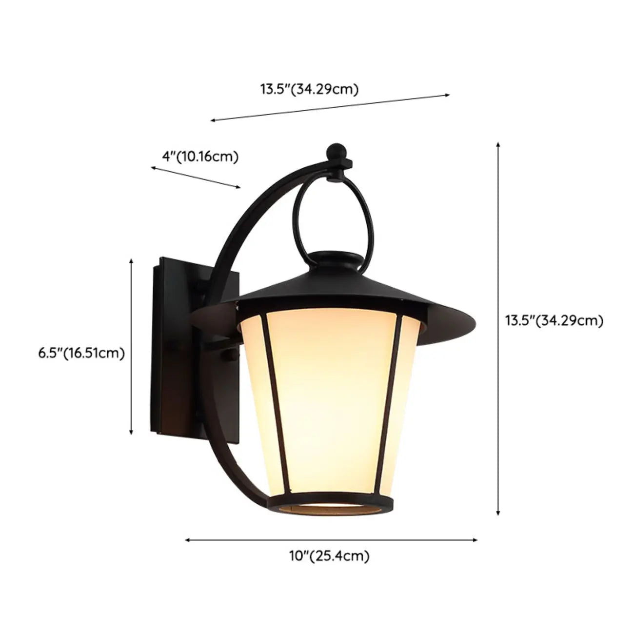 Mini applique murale extérieure industrielle en métal, lanterne cylindrique en verre