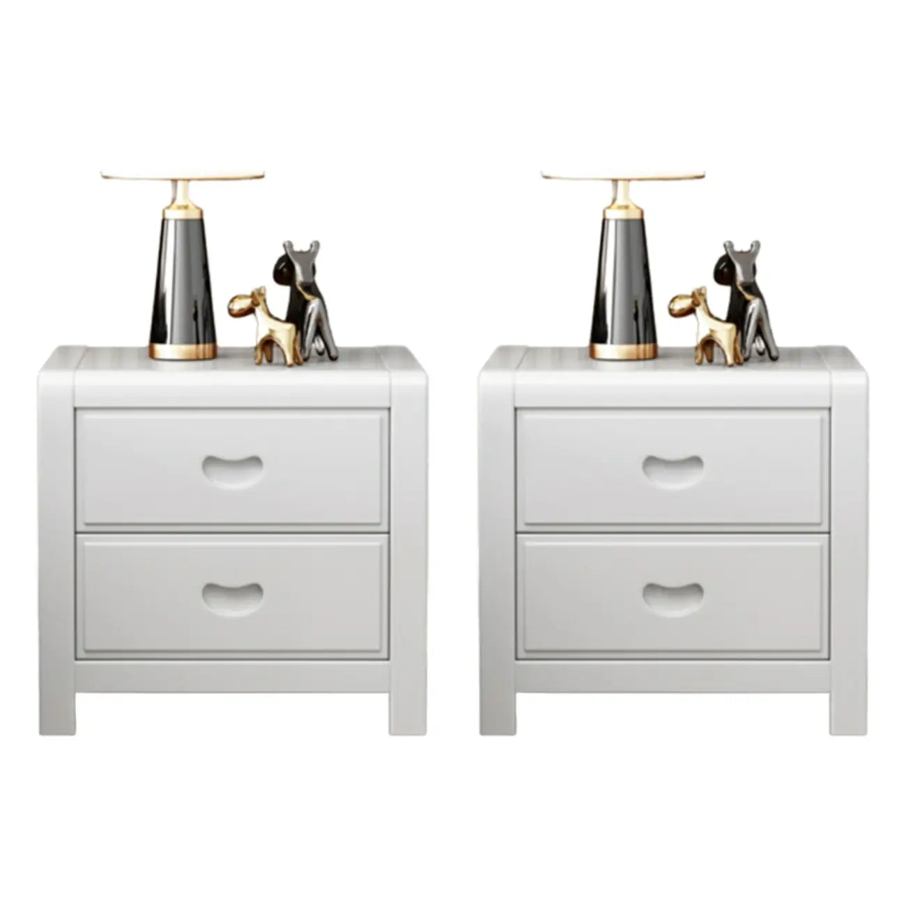 Petite table de chevet traditionnelle en bois brun noyer à 2 tiroirs