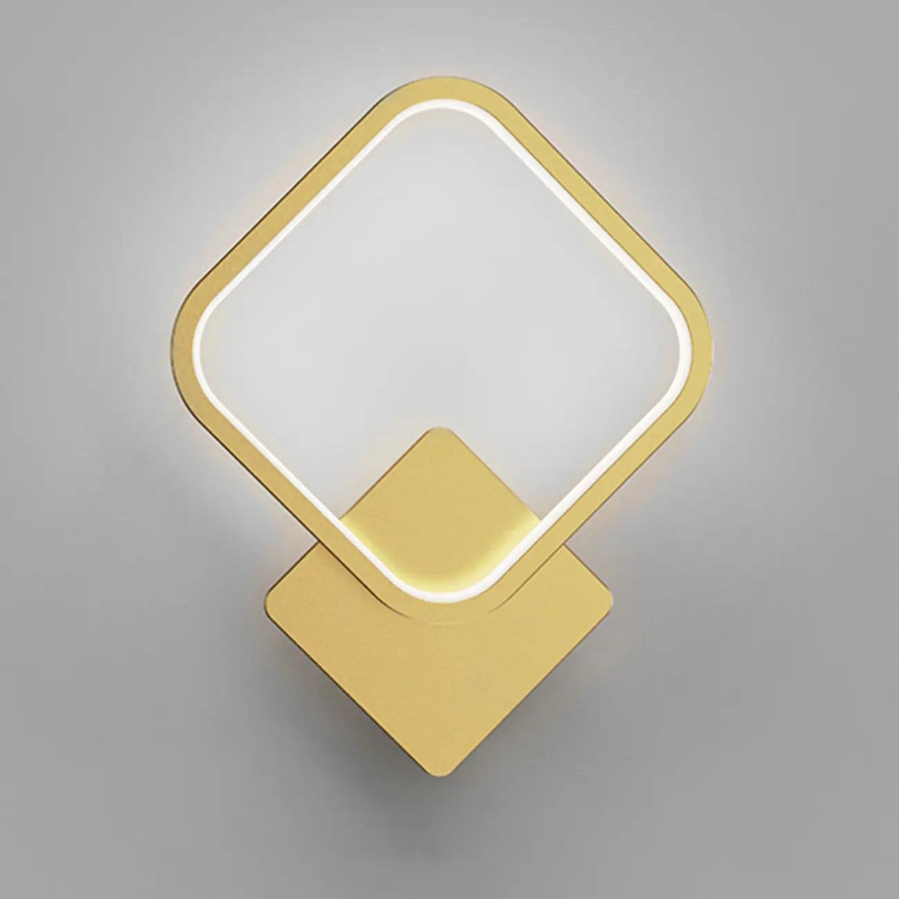 Applique murale carrée moderne à LED avec finition laiton pour chambre à coucher
