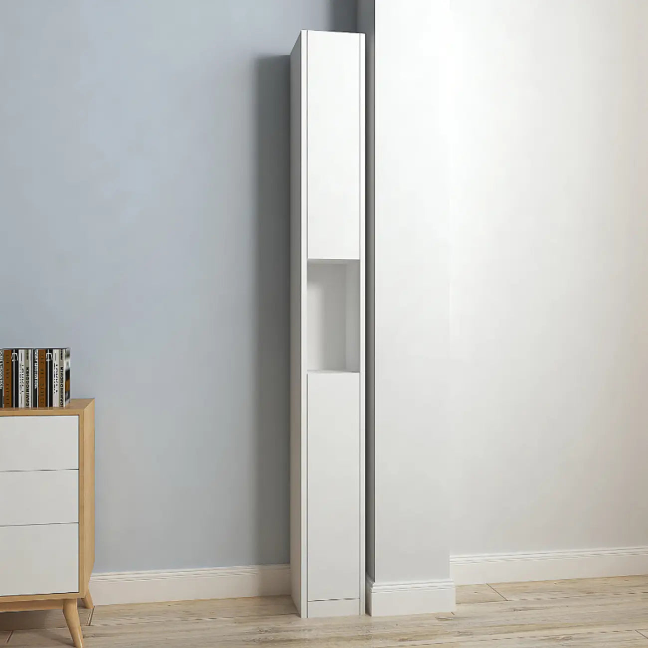 Vitrine moderne et élégante à étagères hautes rectangulaires en bois