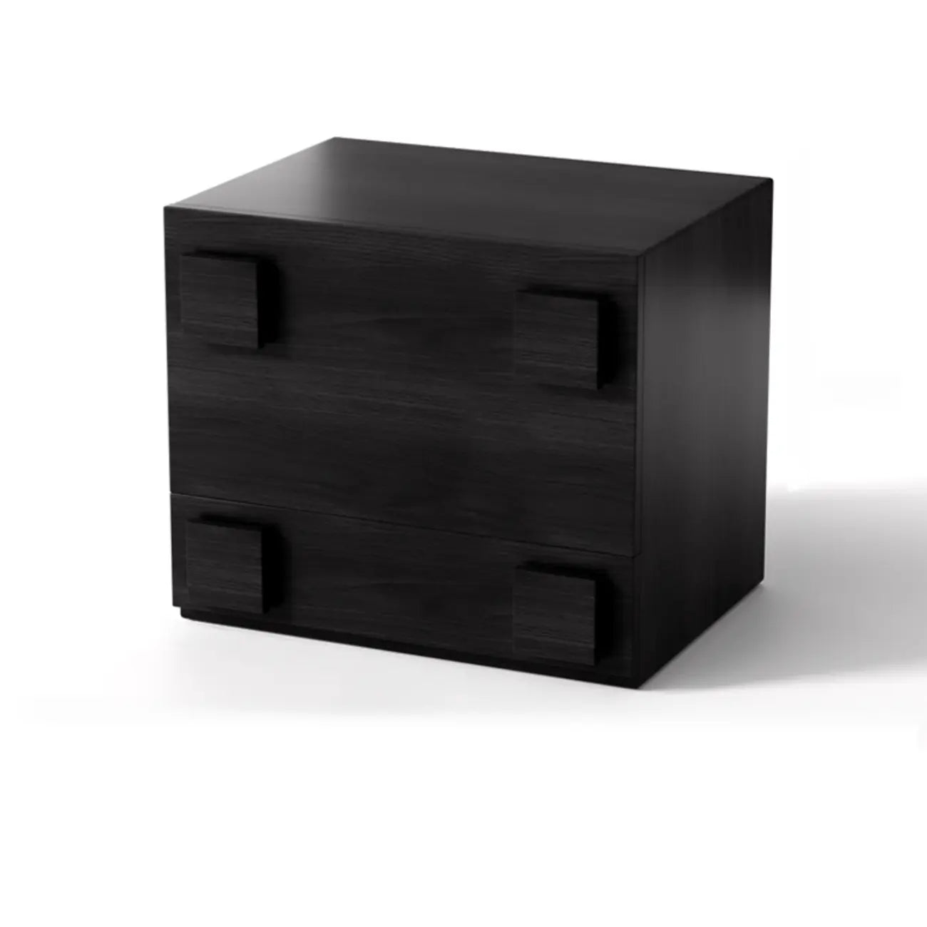 Table de chevet cubique à double tiroir en bois massif couleur noyer-brun