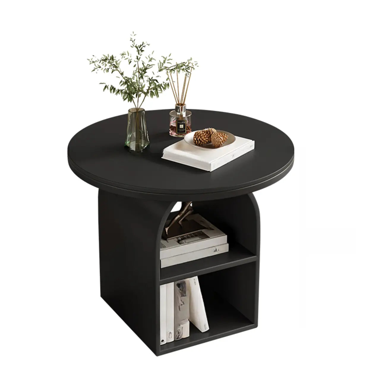 Table d'appoint moderne à trois niveaux en pierre frittée blanche à géométrie géométrique