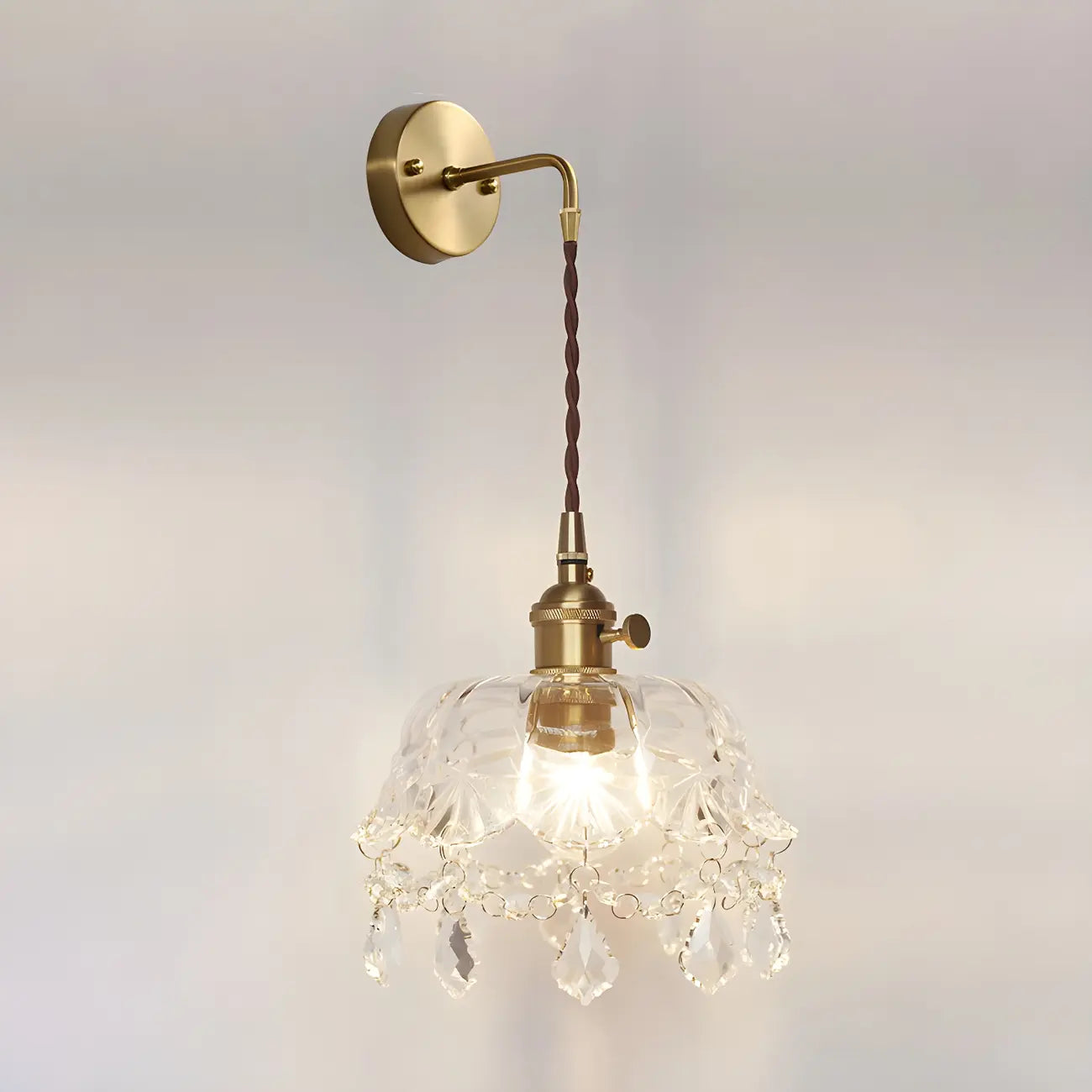 Applique murale suspendue moderne en verre doré pour salle de bain