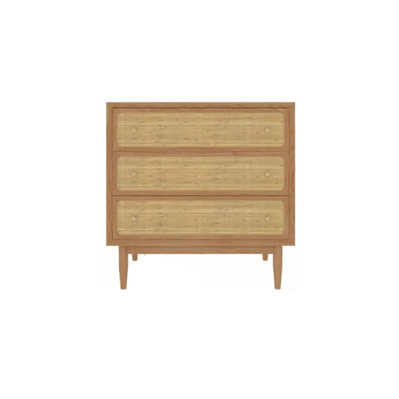 Commode tropicale en bois avec tiroirs et poignées dorées