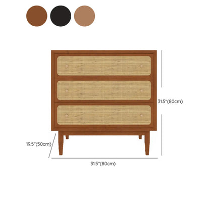Commode tropicale en bois avec tiroirs et poignées dorées