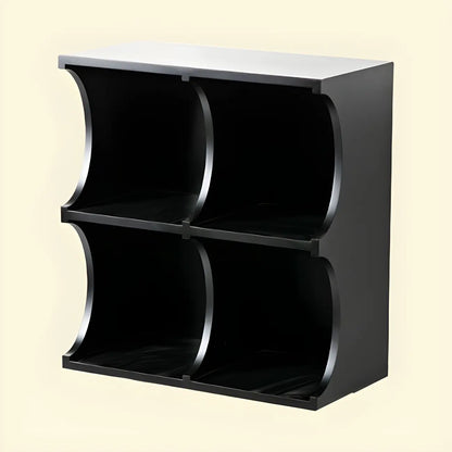 Vitrine rectangulaire en bois noir avec rangement ouvert