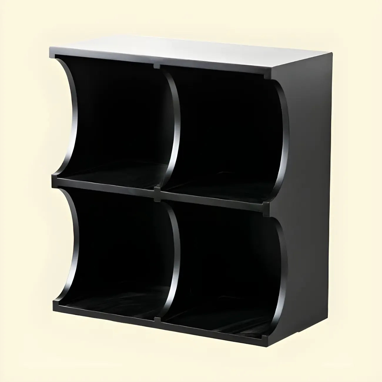 Vitrine rectangulaire en bois noir avec rangement ouvert