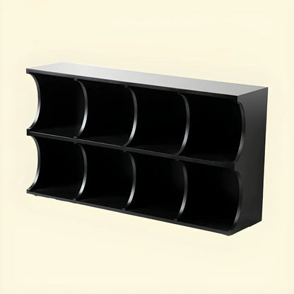 Vitrine rectangulaire en bois noir avec rangement ouvert