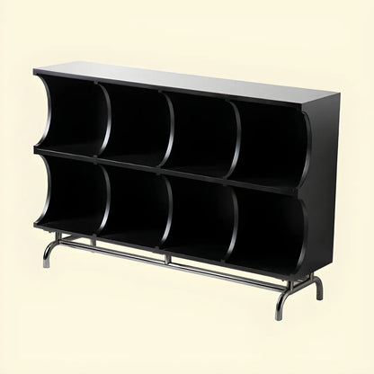 Vitrine rectangulaire en bois noir avec rangement ouvert