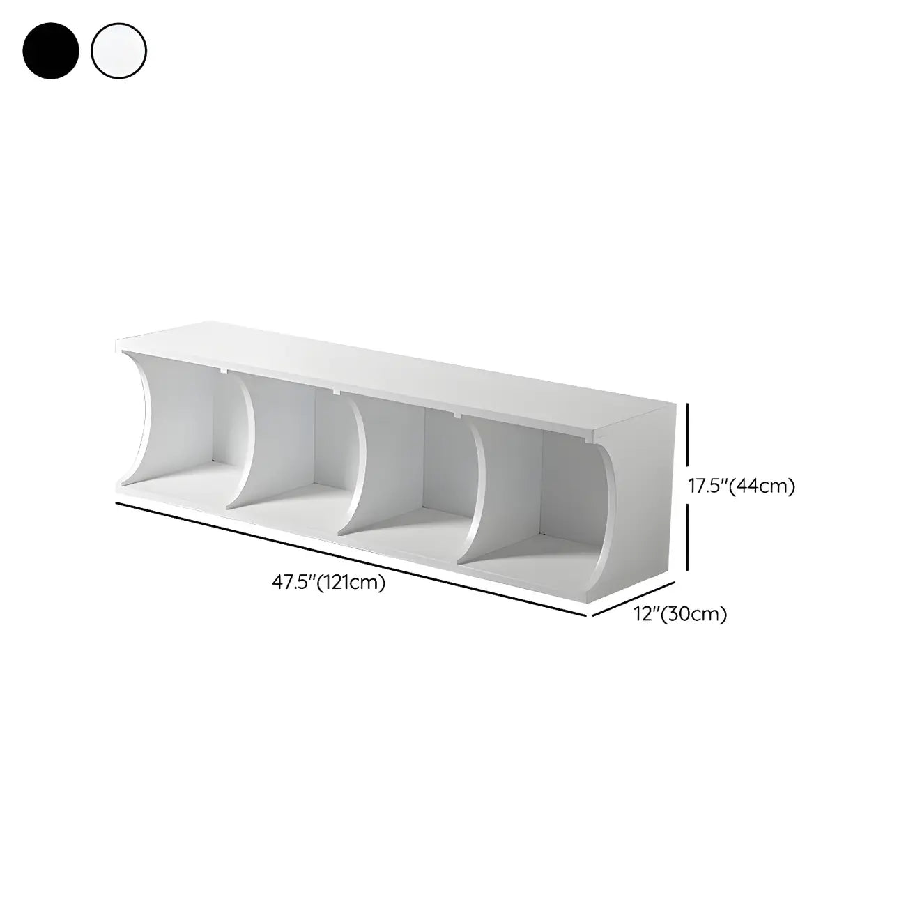 Vitrine rectangulaire en bois noir avec rangement ouvert