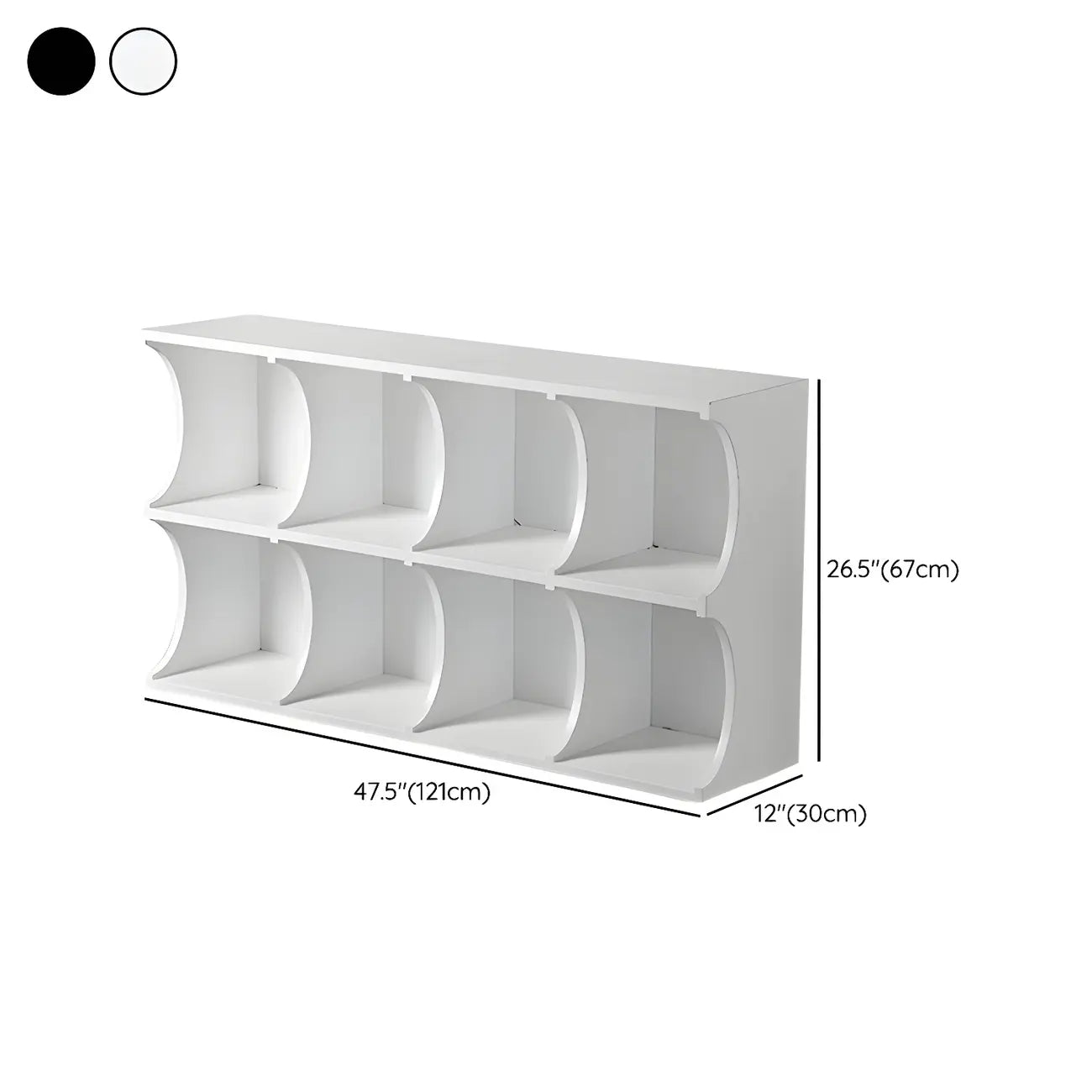 Vitrine rectangulaire en bois noir avec rangement ouvert