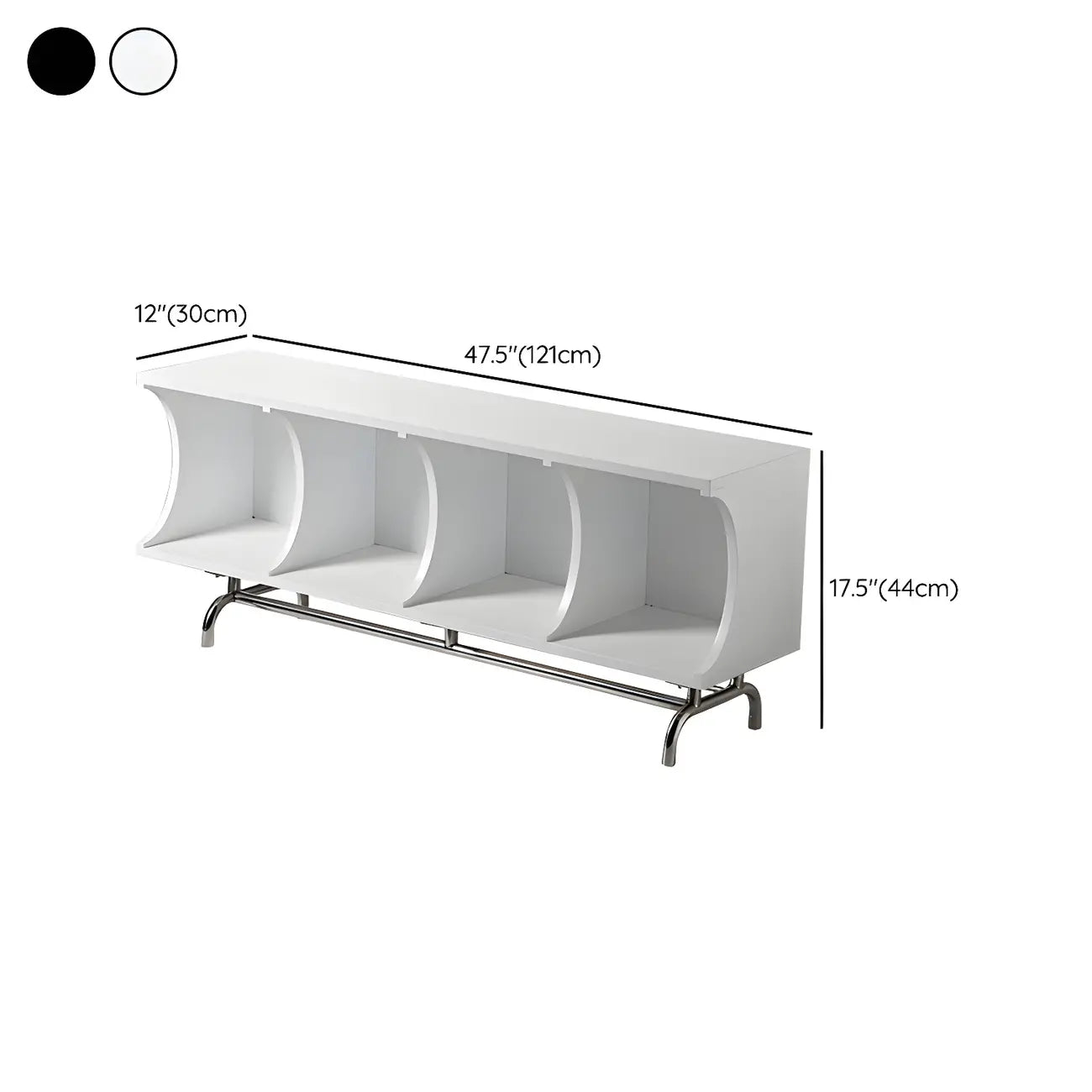 Vitrine rectangulaire en bois noir avec rangement ouvert