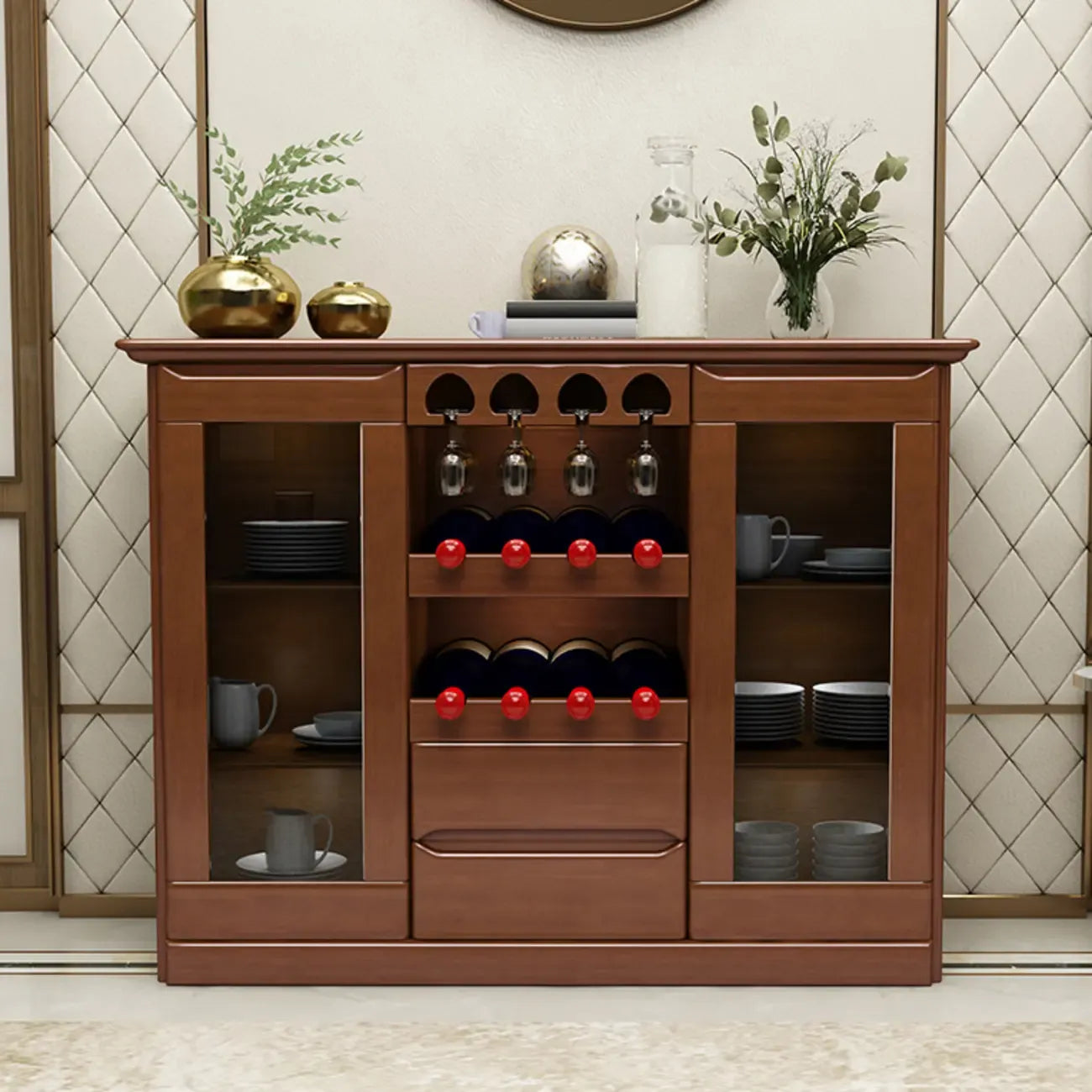 Meuble à vin classique en bois, autoportant, pour salon