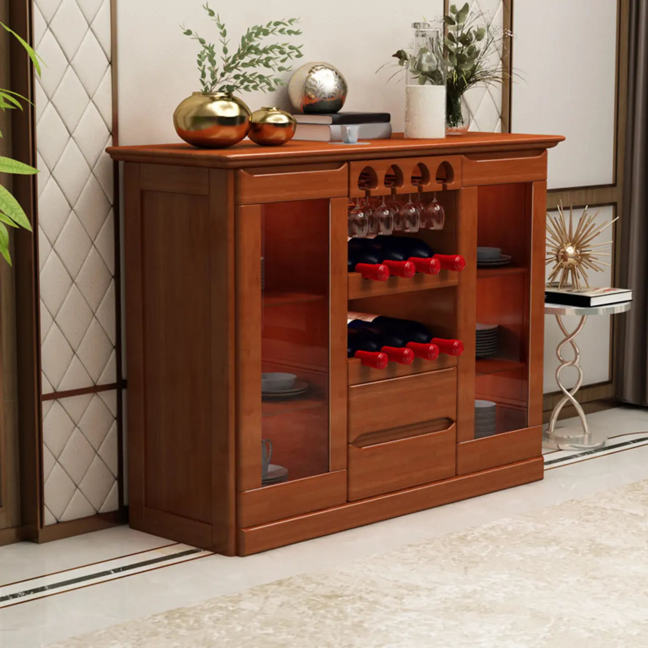 Meuble à vin classique en bois, autoportant, pour salon