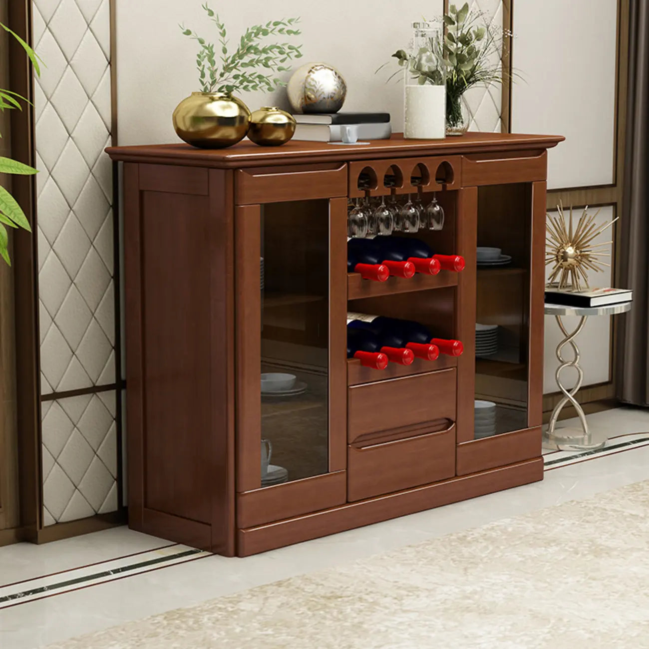 Meuble à vin classique en bois, autoportant, pour salon