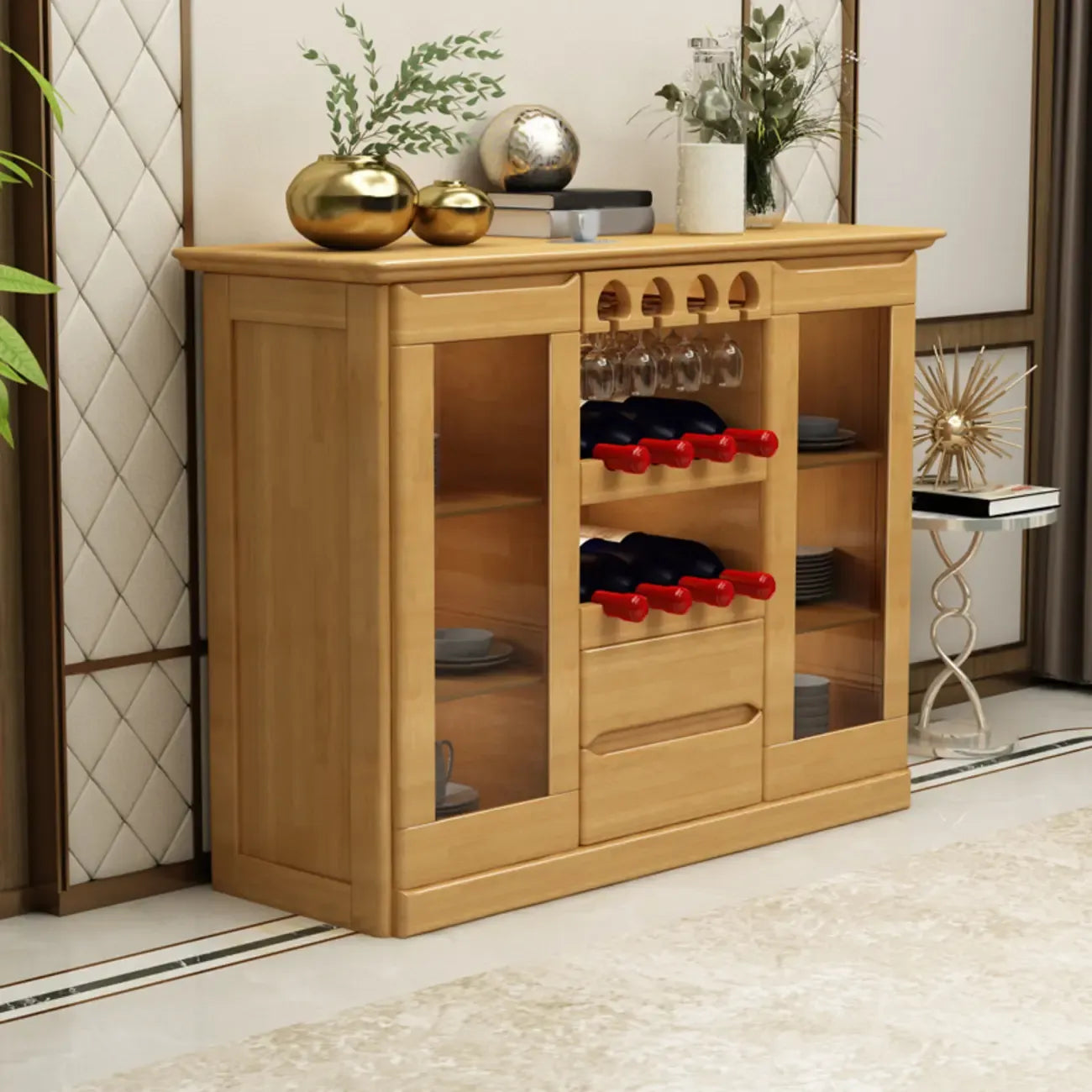 Meuble à vin classique en bois, autoportant, pour salon