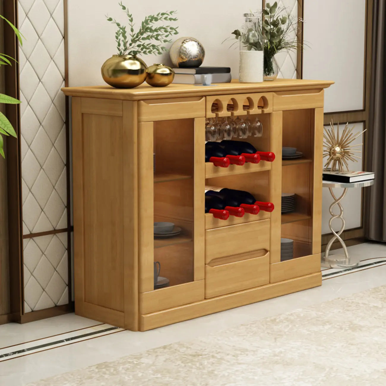 Meuble à vin classique en bois, autoportant, pour salon