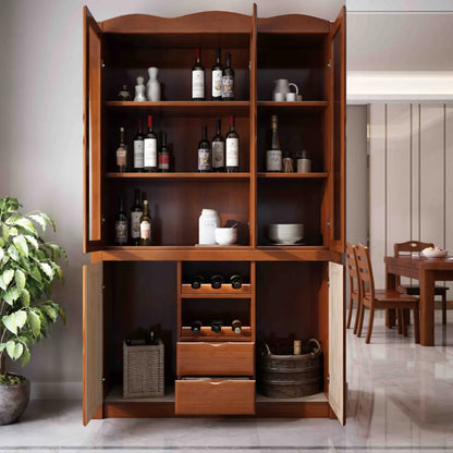 Meuble à vin classique en bois naturel, autoportant, pour salon