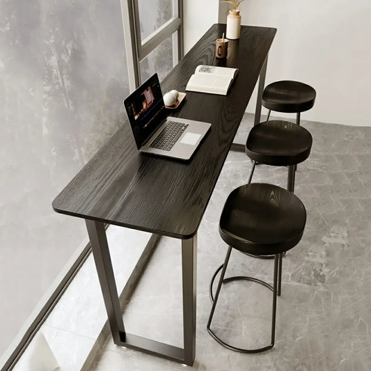 Élégante table de bar longue noire pour la maison et les cafés