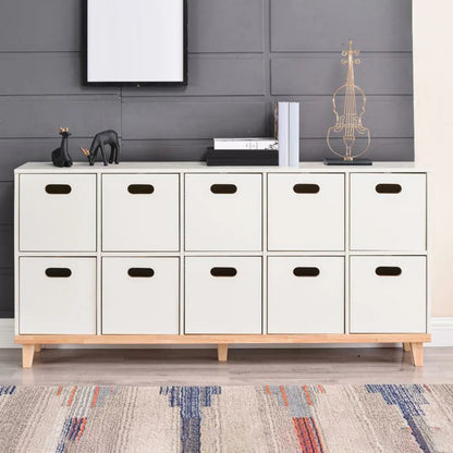 Armoire de rangement compartimentée en bois massif durable avec encoches