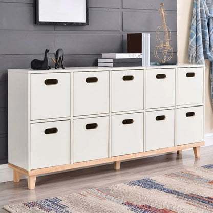 Armoire de rangement compartimentée en bois massif durable avec encoches