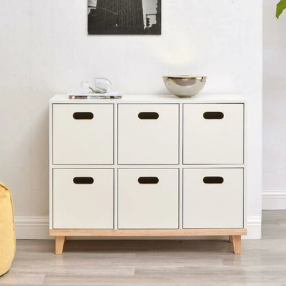 Armoire de rangement compartimentée en bois massif durable avec encoches