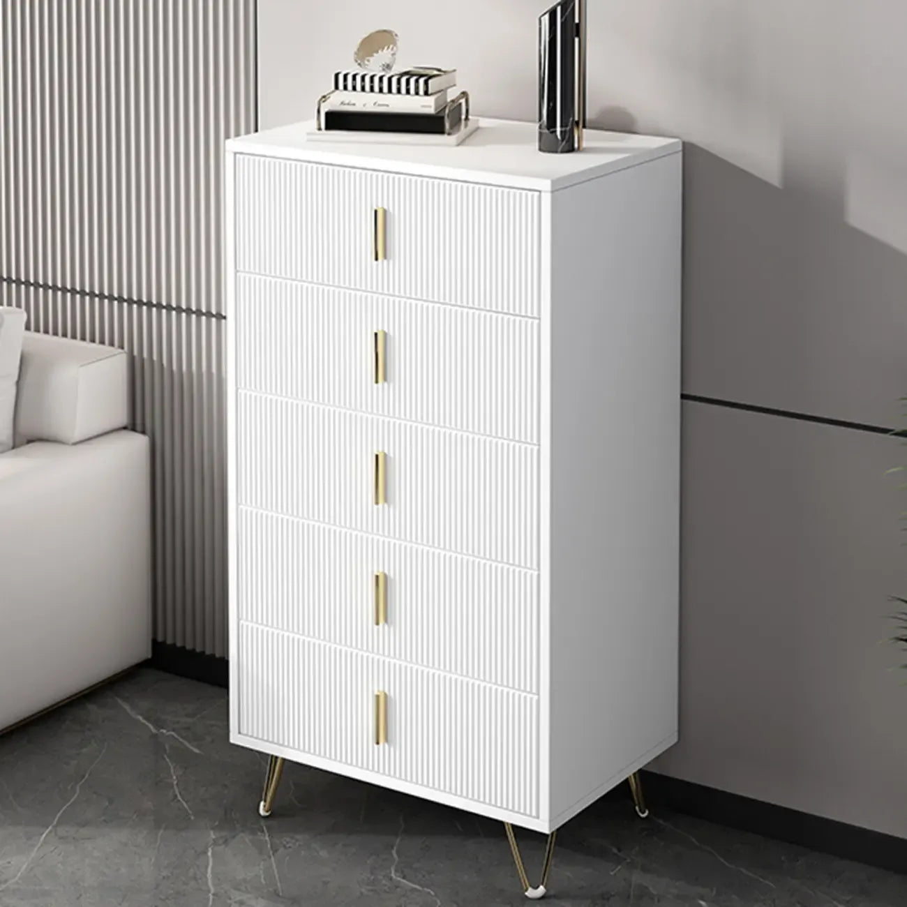 Coffre de rangement en bois à 4 pieds avec portes et tiroirs pour la maison