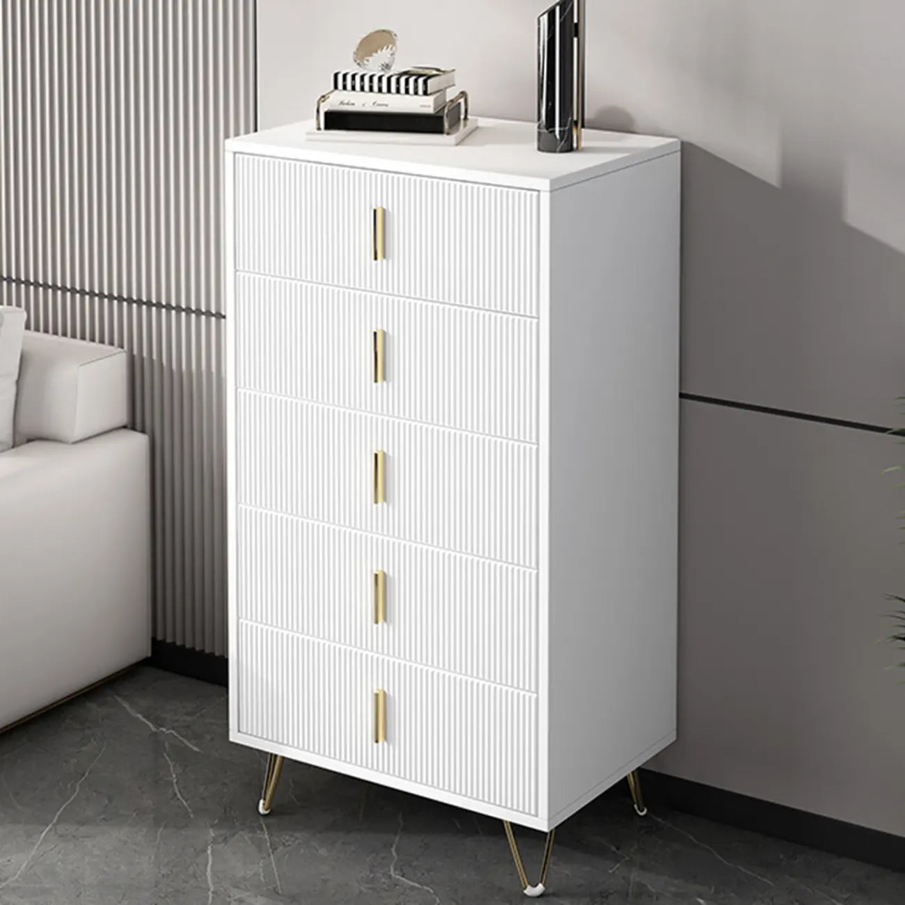 Coffre de rangement en bois à 4 pieds avec portes et tiroirs pour la maison