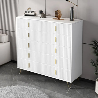 Coffre de rangement en bois à 4 pieds avec portes et tiroirs pour la maison