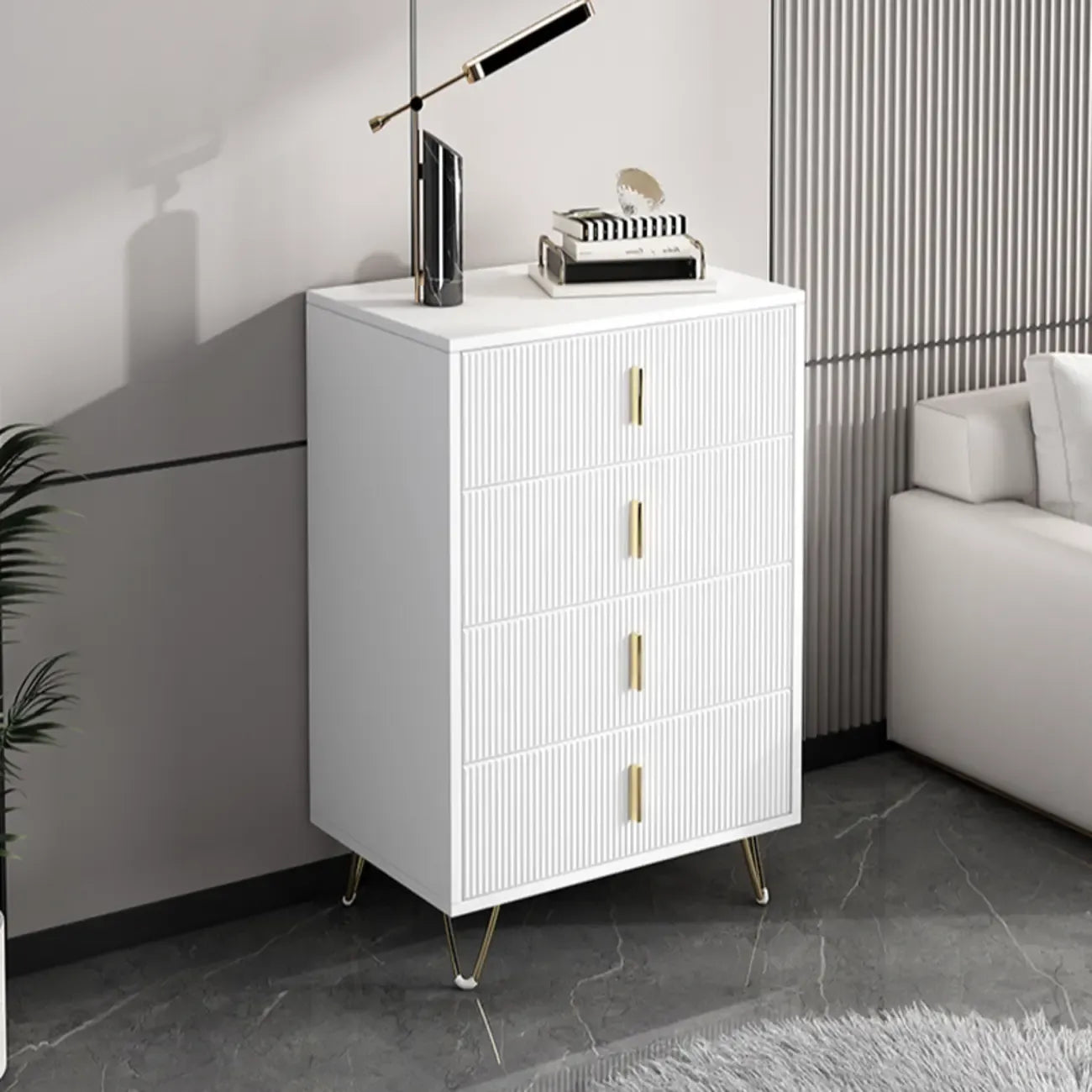 Coffre de rangement en bois à 4 pieds avec portes et tiroirs pour la maison