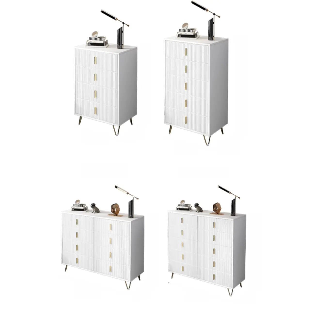 Coffre de rangement en bois à 4 pieds avec portes et tiroirs pour la maison