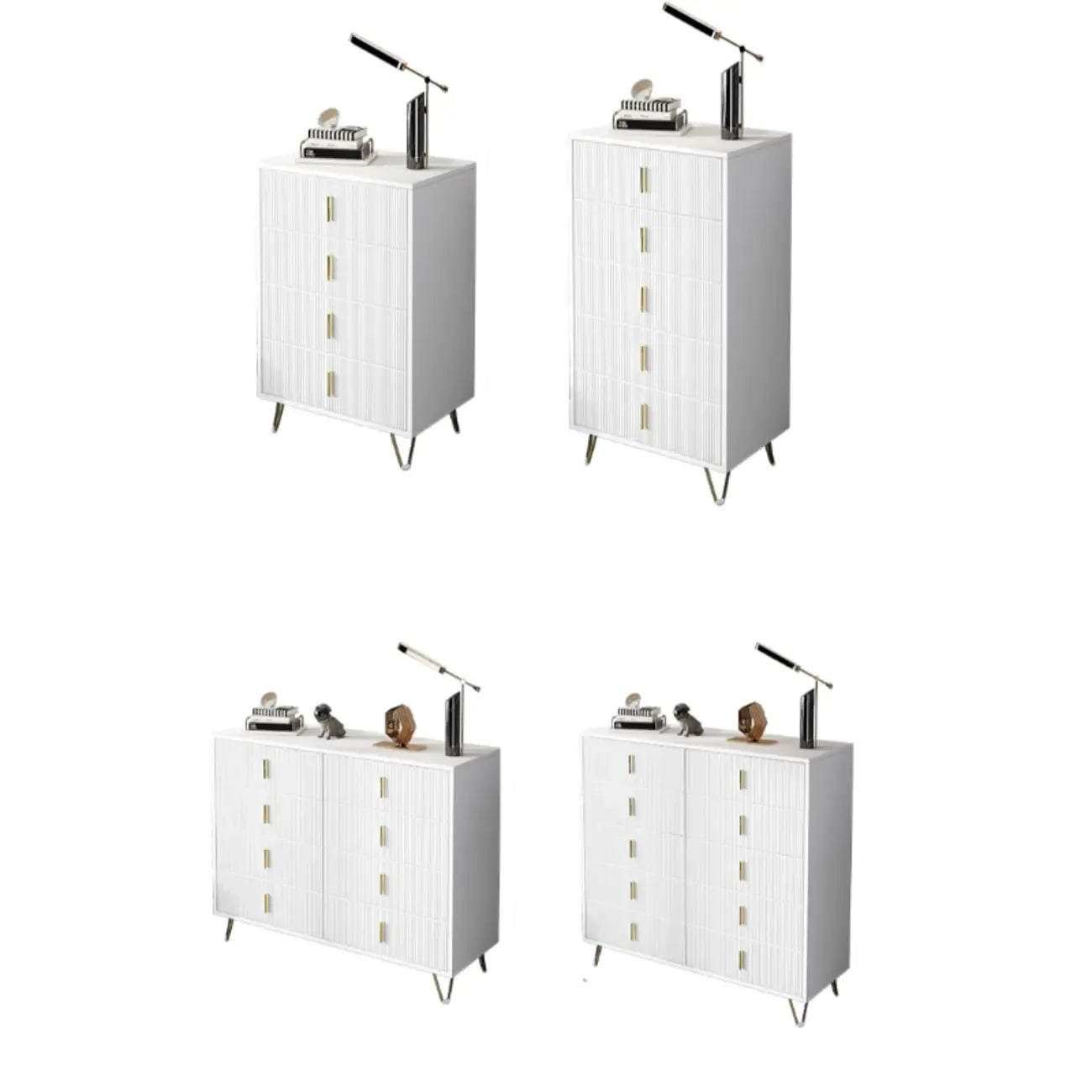 Coffre de rangement en bois à 4 pieds avec portes et tiroirs pour la maison