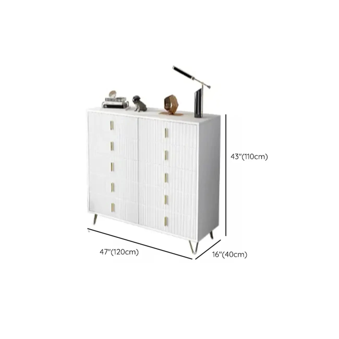 Coffre de rangement en bois à 4 pieds avec portes et tiroirs pour la maison