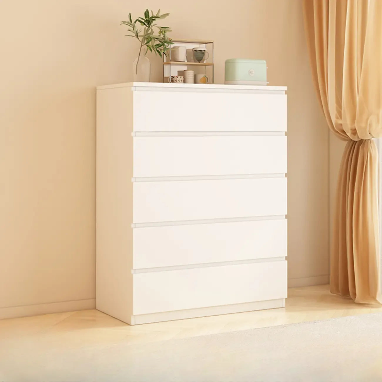 Meuble d'appoint rectangulaire en bois blanc pour la décoration du salon