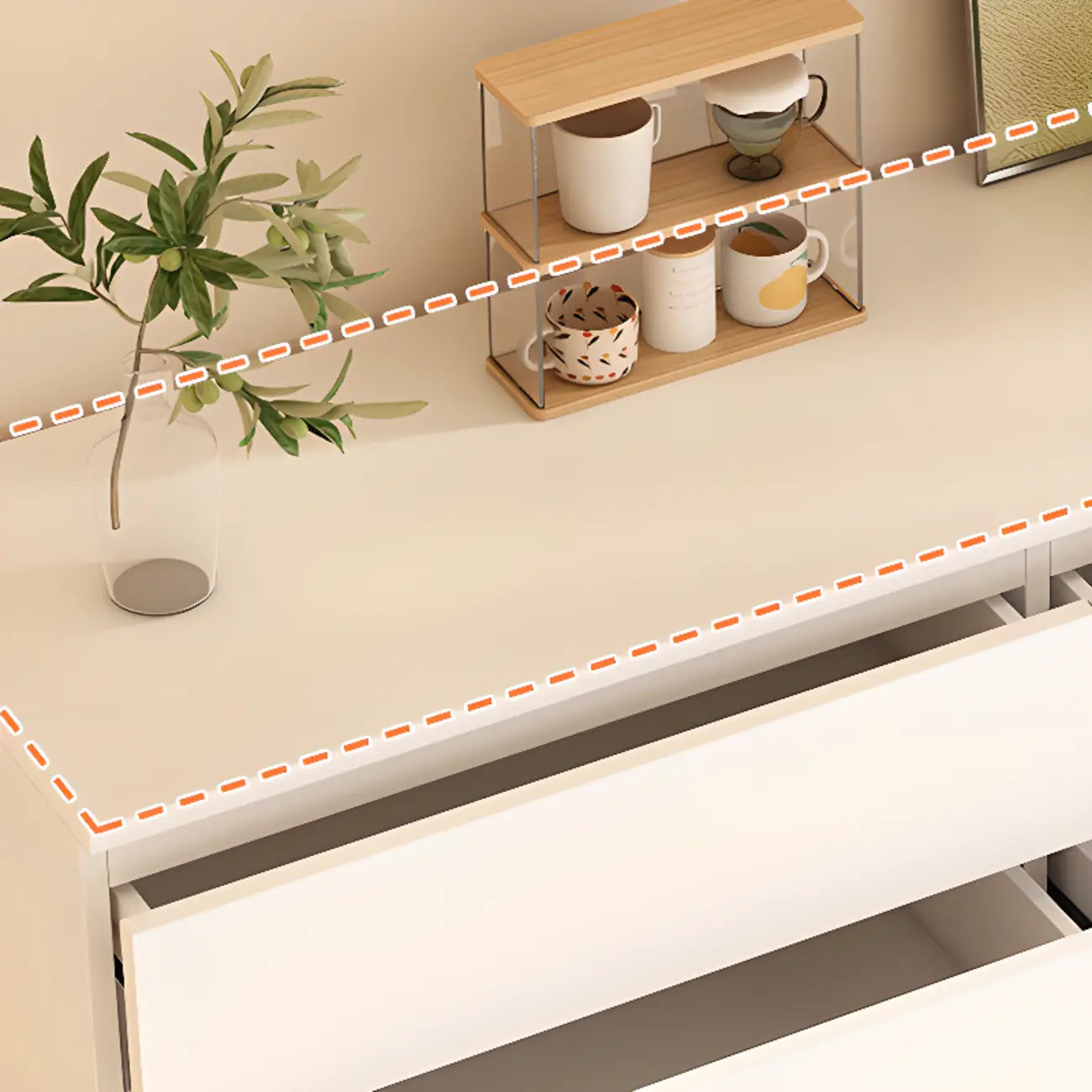 Meuble d'appoint rectangulaire en bois blanc pour la décoration du salon