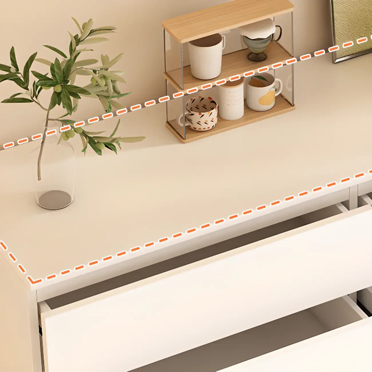 Meuble d'appoint rectangulaire en bois blanc pour la décoration du salon