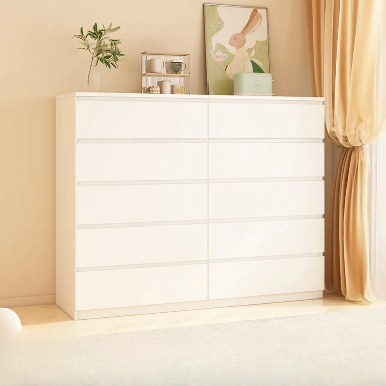 Meuble d'appoint rectangulaire en bois blanc pour la décoration du salon