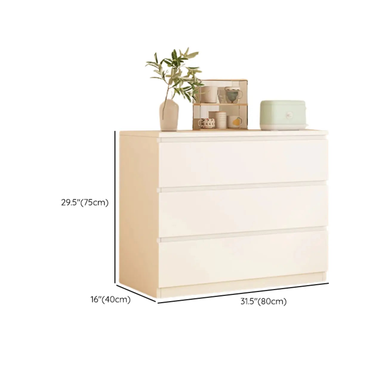 Meuble d'appoint rectangulaire en bois blanc pour la décoration du salon