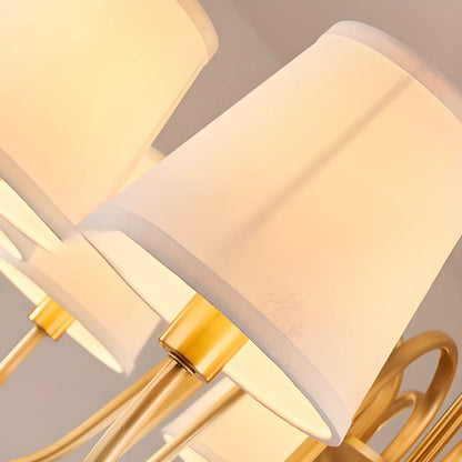 Lustre suspendu moderne en laiton avec abat-jour en tissu