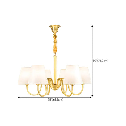 Lustre suspendu moderne en laiton avec abat-jour en tissu