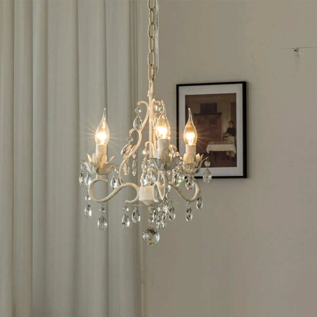 Lustre miniature vintage en cristal pour salle à manger