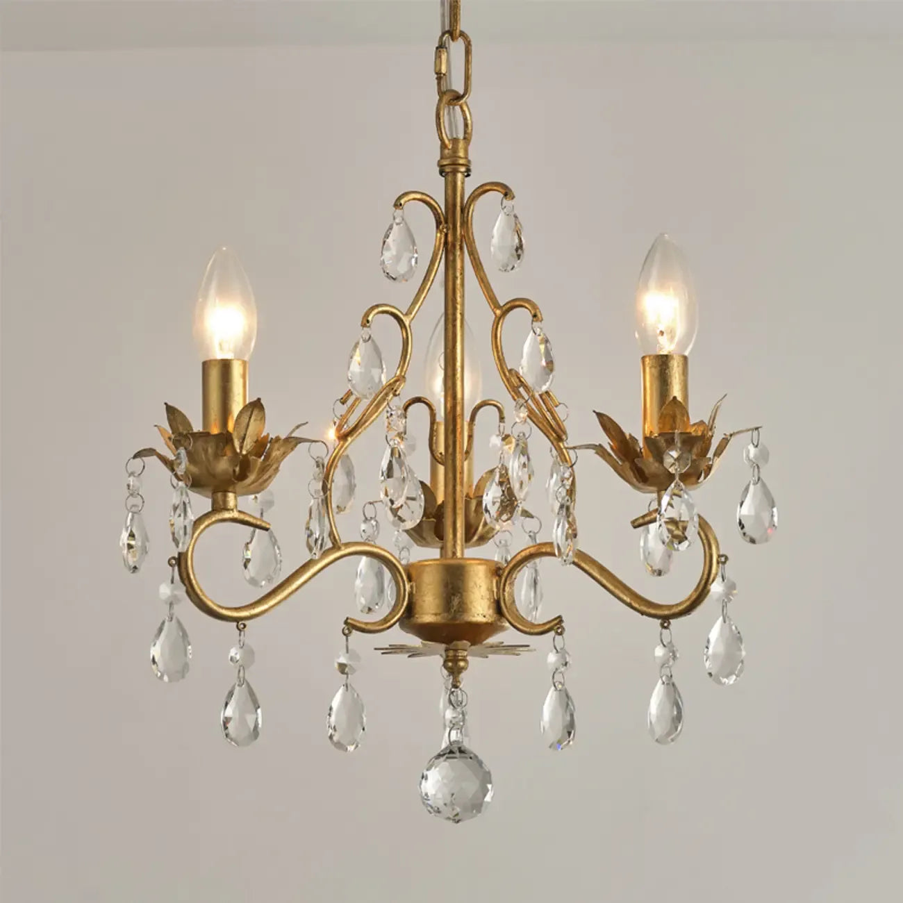 Lustre miniature vintage en cristal pour salle à manger