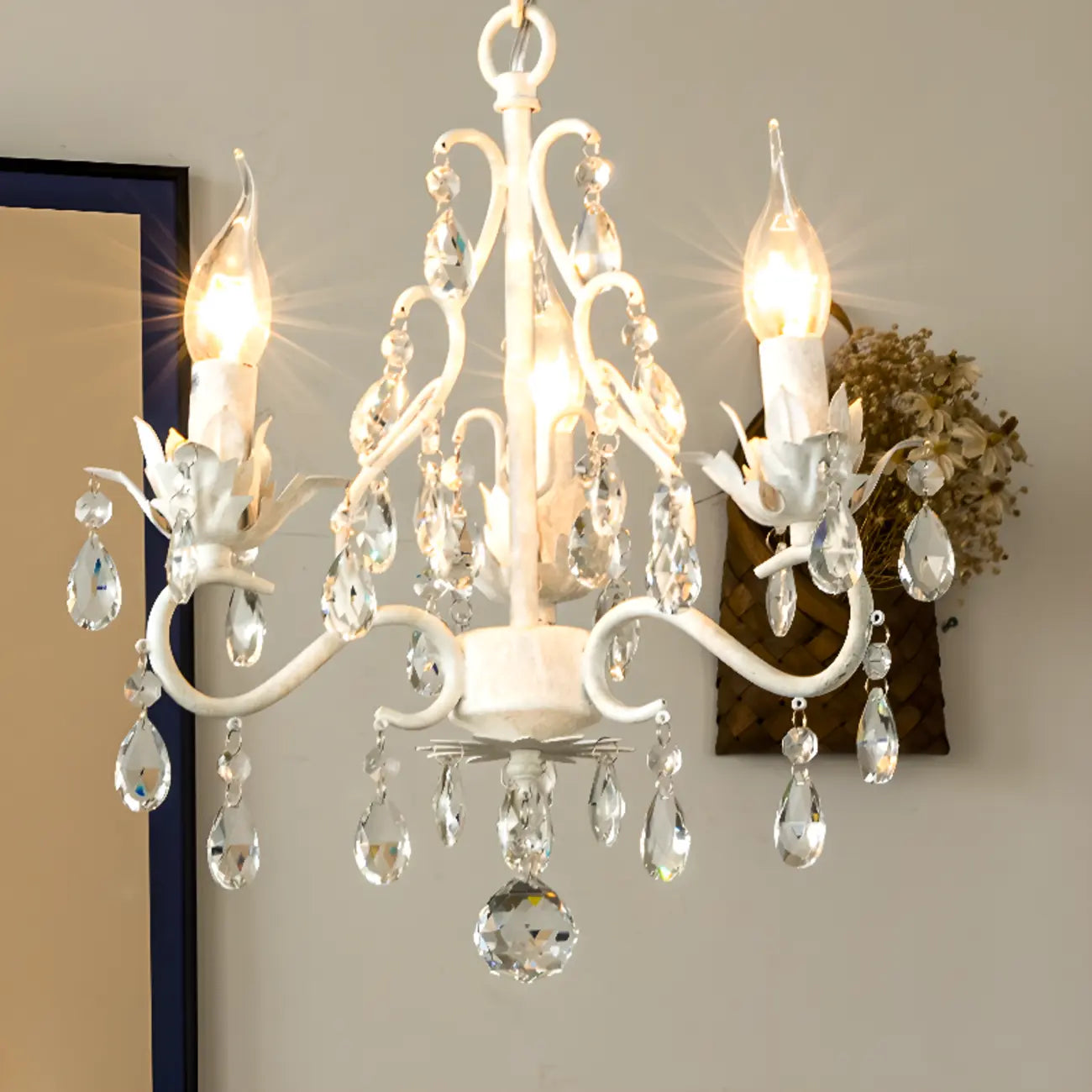 Lustre miniature vintage en cristal pour salle à manger