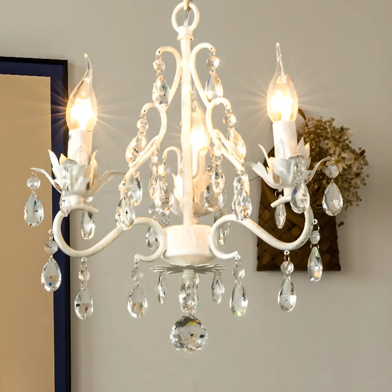 Lustre miniature vintage en cristal pour salle à manger